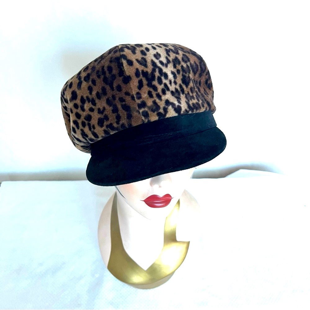 Vintage Women’s Faux Leopard Fall/Winter Newsboy Cap Hat Size S/M - Picture 9 of 15